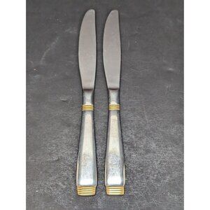 Cambridge Silver Metro With Gold Accent Flatware Dinner Knife Lot of 2